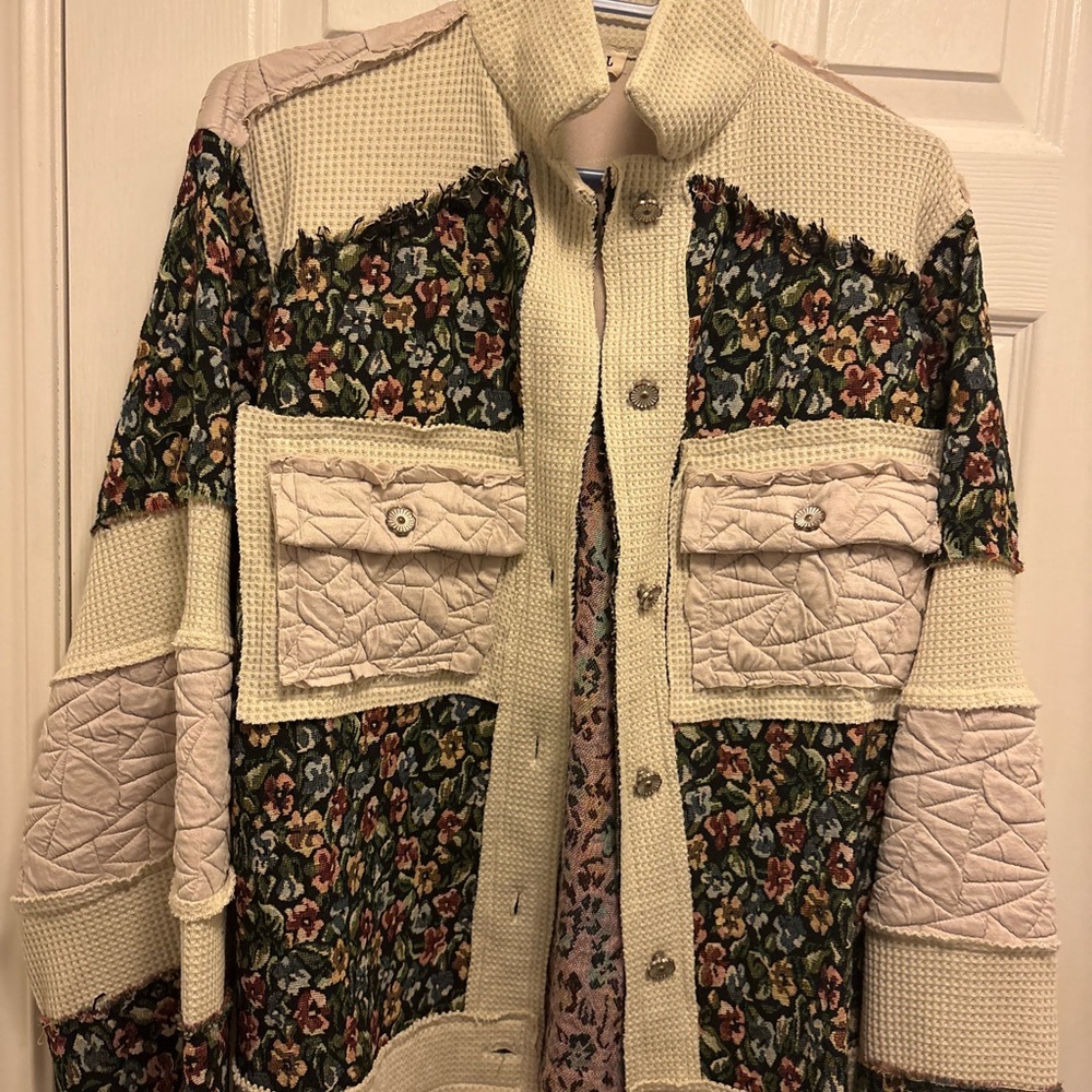 POL Floral Patchwork Cream Jacket